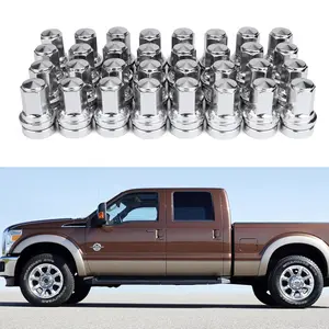 32 Pcs M14X1.5 One-Piece Design Chrome Lug Nuts for 2017-2025 Ford F250 F350 Super Duty HCPZ-1012-B HCPZ-1012-A (Chrome) Drytuns