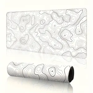 Rubber anti slip mouse pad and desktop pad with abstract line design - vibrant red, white, orange geometric patterns, durable anti slip surface, suitable for offices, laptops, computer desks, computer desktop accessories, game accessories