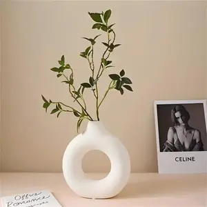 1pc Modern Black Round Vase Room Decor 1pc Modern Black Round Vase Decorative Piece, ABS Plastic, for Living Room and Dining Table Centerpiece Decor Home Decor Vase
