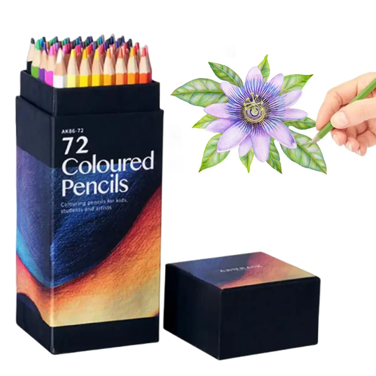 1 Set Professional Wooden Oil-based Colored Pencil, 12/18/24/36/48/72 Colors Hexagon Handle Coloring Pencil For Drawing Sketching, Valentine's Day Gif