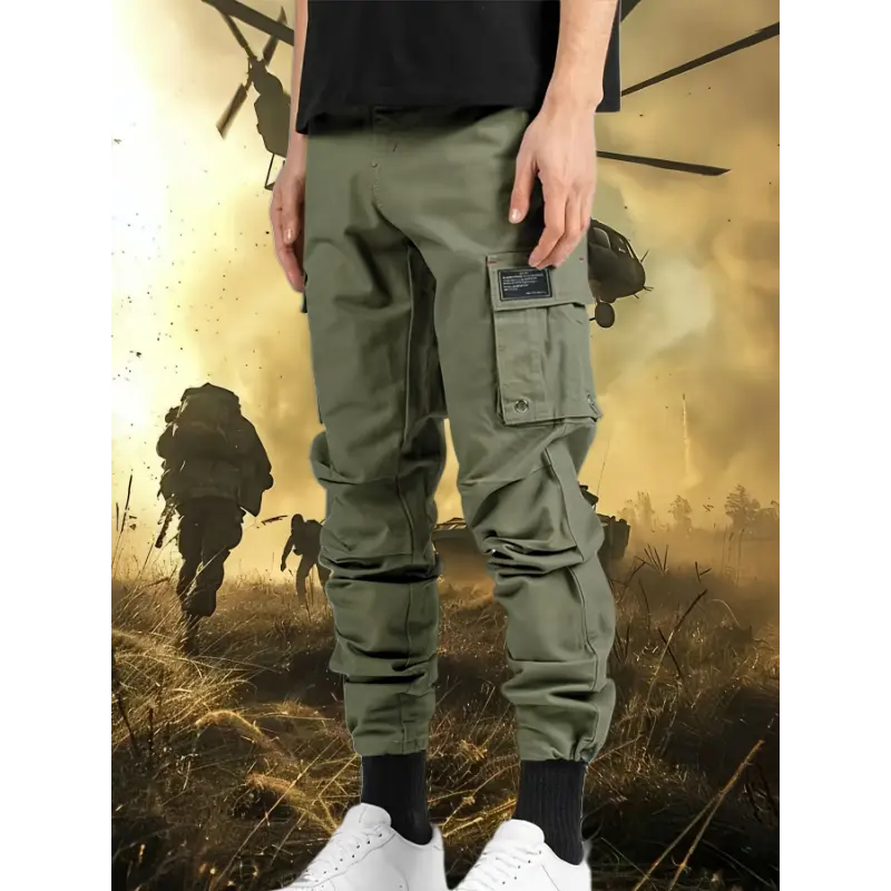 Men's Camo Tactical Pants Warm Ripstop Cargo Lightweight Outdoor Hiking with Multiple Pockets Menswear Polyester