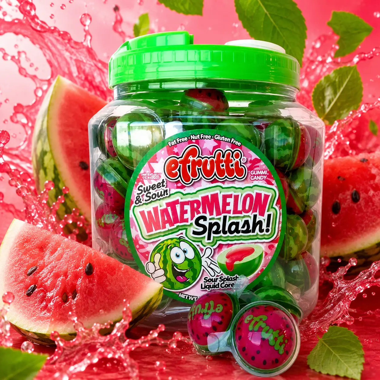Sweet and Sour Watermelon Liquid-Filled Gummies