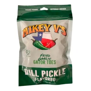 Crunchy Tangy  Dill Pickle "Gator Toes", Deep-Fried Garlic Snacks, 3oz