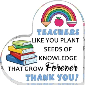 Acrylic Heart Shaped Teacher Decoration Gift, Elegant Desk Ornament for Educators, Perfect Appreciation Present for Teachers, Signage, Acrylic Plaque Sign