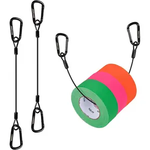 2 count Electrical Tape Holder for Gaffers Tape, Quick Lock Steel Clip Snap Hooks with 15"  Rope for Photography, Film, Stage and Television Production Carrying Tools