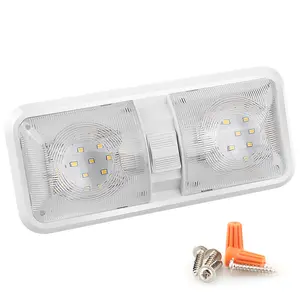 RV LED Interior Light – 48 LED Chips Ceiling Double Dome Light Fixture with Dimmer Switch, 12V Interior Lighting for RV Camper Trailer Motorhome Boat Car