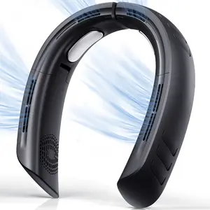 New D27 Portable Foldable Neck Fan, Hands-Free Leafless Personal Fan, Three-Speed Rechargeable USB Cooler, 360° Hanging Design, Office & Travel Use