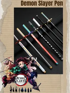 [BUY 3 GET 1 FREE] 7.8inch Anime Demon Slayer Katana Ballpoint Pen Metal, Kamado Tanjirou Tomioka Giyuu Pen, Kimetsu No Yaiba Pen, Children's Holiday Gifts