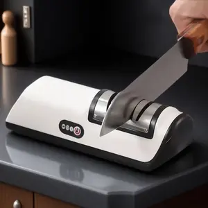 Professional 2-Stage Electric Knife Sharpener for Kitchen Scissors Cleavers Multi-Function Portable Tool with Non-Slip Base Durable High-Power Blade Restoration Accessories Home Camping Outdoor Cutlery Maintenance