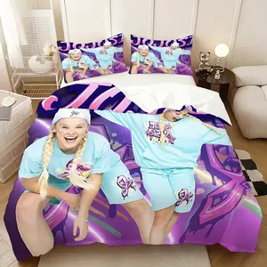 3Pcs,JoJo Siwa connection  three-piece bedding set, soft, comfortable and skin-friendly, universal in all seasons, bedding set, no pillow core, no quilt core, suitable for bedrooms, guest rooms - (1 quilt cover + 2 pillowcases)