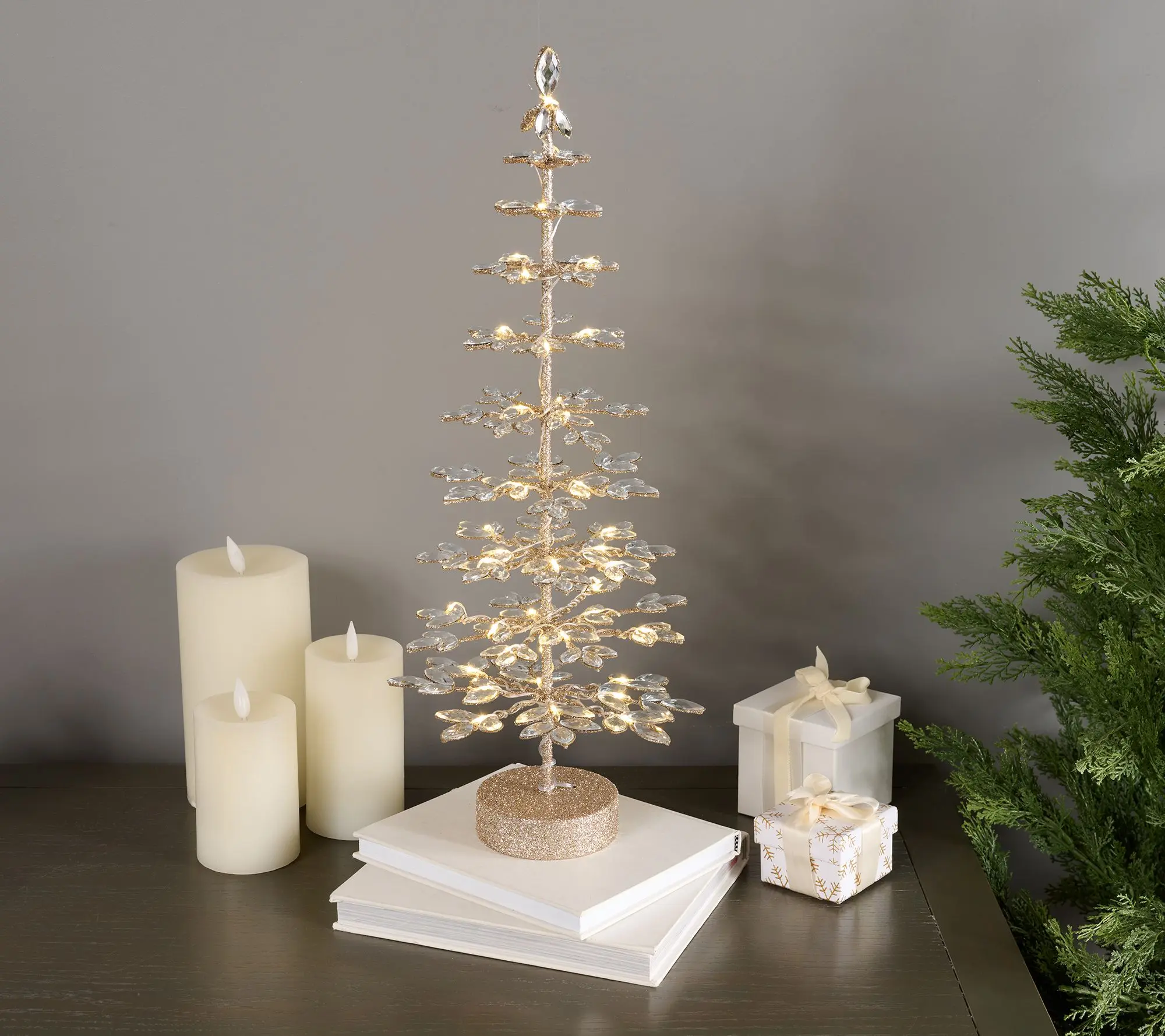 21.5" Illuminated Faceted Jewel Tree by Valerie