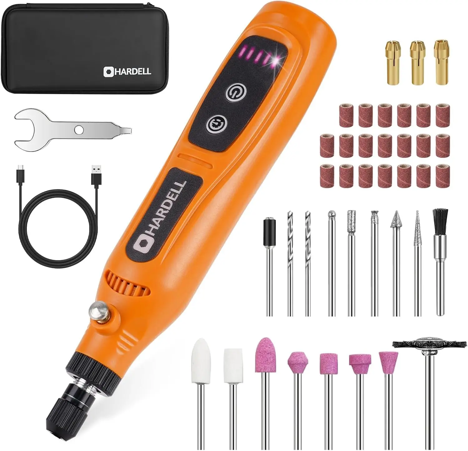 HARDELL Mini Cordless Rotary Tool 4V, 5-Speed Rotary Tool Kit with 42 Accessories, Rechargeable Power Rotary Tool for Engraving, Sanding, Polishing, Drilling, Grinding, Small DIY Crafts