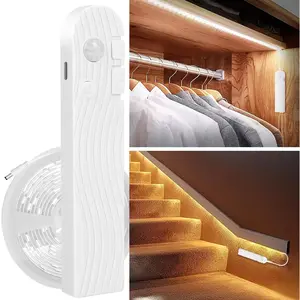 THE WELL KEPT 16.4ft Stair Lights Motion Sensor Indoor - Rechargeable Closet Staircase Pantry Kitchen Lighting, 2200mAh Battery Powered Motion Activated Led Light Strip