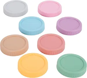 Wide Mouth Mason Jar Lids - ChefBee 8PCS Colored Mason Plastic Lids Wide Mouth, Leak Proof Plastic Canning Covers