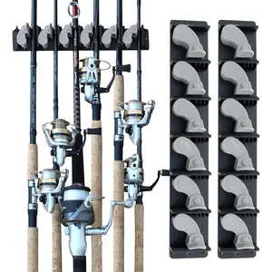 Vertical Fishing Rod Holder, Wall Mounted Fishing Rod Rack, Holds up to 6, 12, 24 Rods or Combos, Fishing Rod Holders for Garage, Fits  Rod Diameter 3-19mm (2)