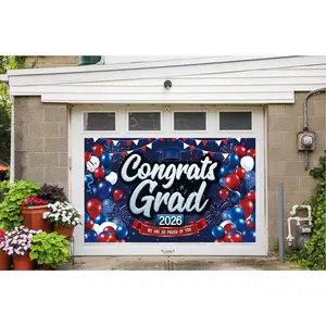 Graduation Background and Wall Tapestry, Red and Blue Theme, "Congratulations Graduate 2026" and "We Are Incredibly Proud of You" Text, Class of 2026 Graduation Party Decorations, Celebration Backdrop for Graduation Party