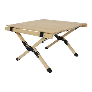Wood Ultralight Compact Camping Folding Table with Carry Bag Wood Folding Side Table, Portable & Lightweight Compact Wooden Side Table, 15 inch Height for Camping Outdoor, Indoor, Patio, Porch, Balcony - Square, Beech