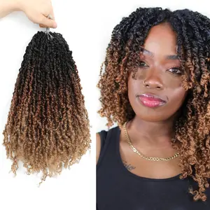 Yanky Twist Crochet Hair - 14 Inch Yanky Twist Pre Looped Crochet Hair 8 Packs Senegalese Twist Crochet Hair Extensions Bohemian Passion Twist Hair for Black Women Braid Natural Synthetic