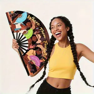 13-inch denim-style folding fan for Western dance performances—clear, crisp sound; decorative fan for festivals and parties; portable vintage decor fan