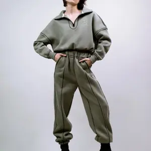 Sage Green Lee Quarter Zip Sweatshirt Set