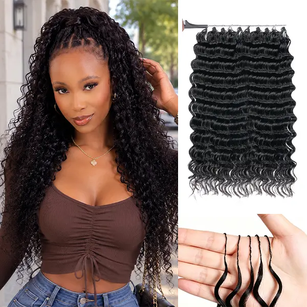 Wigcool Volumizing Human Hair Bundles - 18in Burmese Curly Knotless Extensions for Black Females, Invisible Crochet for Hair Braids, 100 Strands Approximately 120g Natural Black Short Pieces, Approximately 100G, Volumizing Human Hair Extensions & Pieces