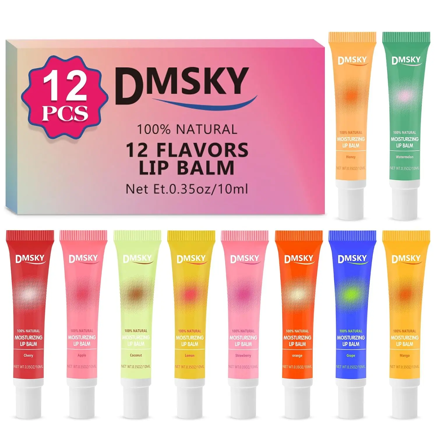 Dmsky Lip Gloss 12 Pack, Clear Squeeze Tube Gloss with Shea Butter, Lightweight High Shine Lip Makeup Set