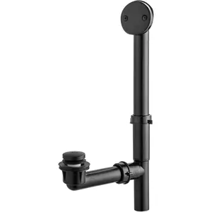 1-1/2" Black Tubular Bath Drain Kit with Tip- Bath Drain Stopper, - Tub Drain, Tip  Bathtub Drain  and Overflow with Plug and Bathtub Overflow Drain Cover, Matte Black