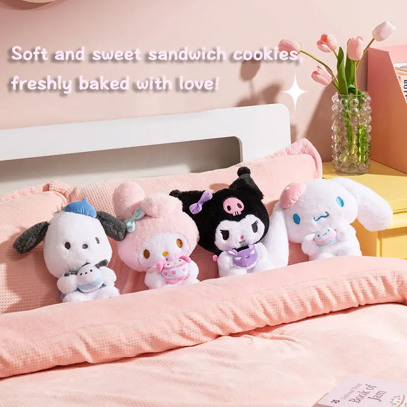 MINISO SR My Melody Sandwich Cookie Sitting Plush Toy - Soft Stuffed Animal Doll, Kawaii Collectible Cuddle Friend for Girls, Sweet Gift for Friends, Ideal for Hugs, Room Decor, Birthday Surprise, #Summervibes