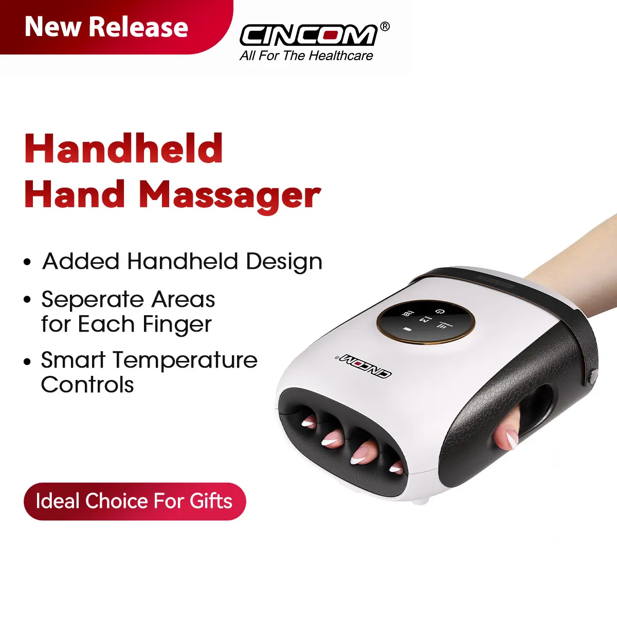 CINCOM New Handheld Hand massager,Five-finger Design,Portable and Cordless,Intuitive Touchscreen,Best Gifts for Loved Ones,summerwins Neck Shoulder Relaxer