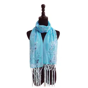 Sequin Chiffon Mesh See-Through Shawl Scarf Cover-Up Wrap