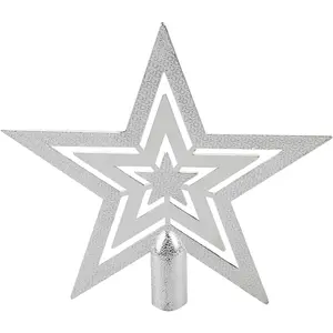 1 Pcs Christmas Glitter Star Tree Topper - 20cm Christmas Tree Decoration (Silver)