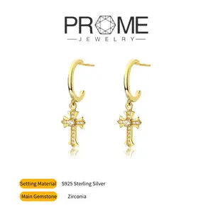 (SE005)S925 Sterling Silver Cross Earrings Noble and Elegant, Sparkling Charm, Perfect for Women’s Everyday Wear, Ideal Gift