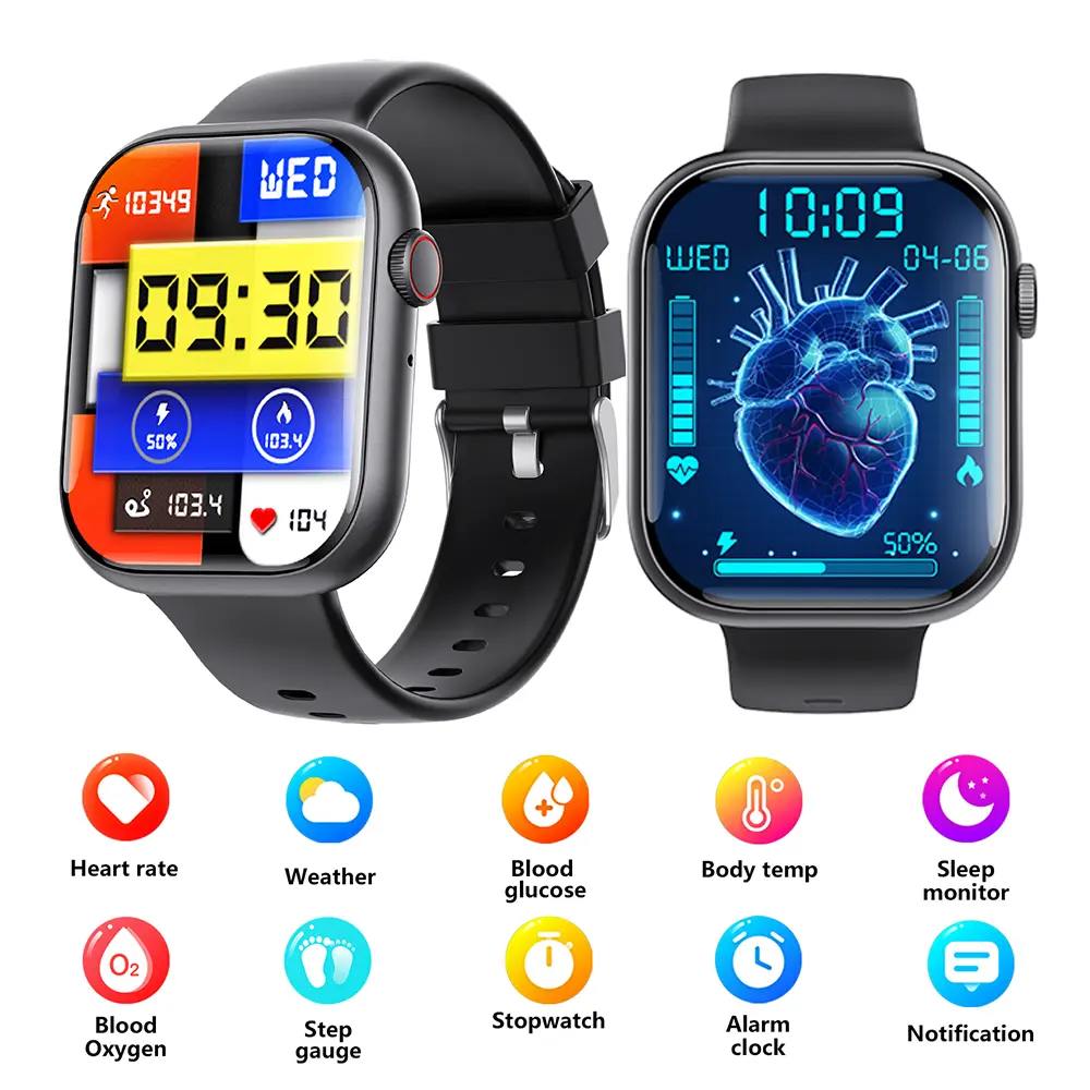 Men's and women's large screen sports smartwatches with Bluetooth communication, breathing training, calorie counting SOS、 Multiple functions compatible with iOS and Android systems for temperature, heart rate, and blood oxygen monitoring