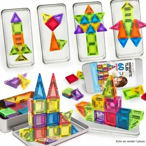 Mini Magnetic Building Blocks Set STEM Creative Construction Kit with Iron Storage Box Portable Travel Toys for Kids Ages 3+