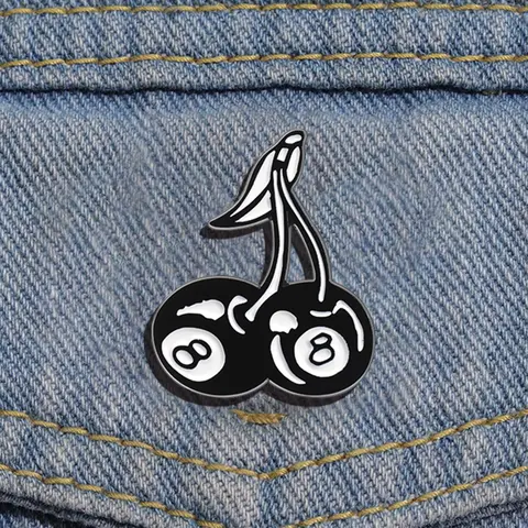 Cherry & 8 Ball Design Brooch Pins, Cute Fruit Themed Brooch, Fashion Accessories for Women & Men, Trendy All-match & Exquisite Brooch for Birthday Gift