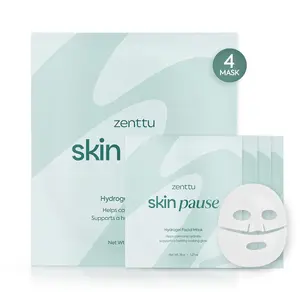 Zenttu Korean Collagen Face Mask | Hydrogel Technology for Dehydrated & Sensitive Skin | Pore Minimizing, Plumping & Barrier Support | Dermatologically Tested | 1.19oz x 4 Masks