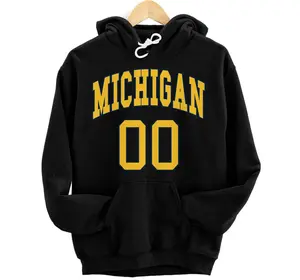 Michigan 00 Sports Team Throwback Design Pullover Hoodie