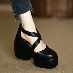 Elegant Women's Wedge-3.54-Inch Platform Platform Heels with Hat Head,