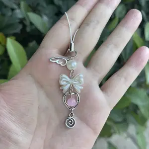 Cute Bow & Heart Design Phone Charm, Mobile Phone Lanyard, Phone Pendant Decoration, Phone Accessories for Women & Girls Gift, Phone Chains