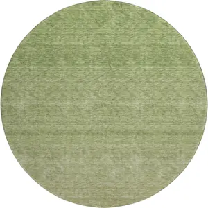 HomeRoots 666911 8 ft. Green & Gray Ombre Washable Round Area Rug with UV Protection