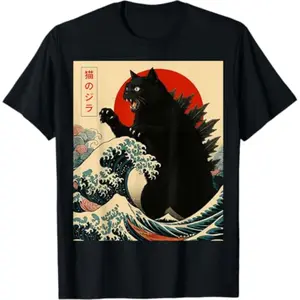 Catzilla Cat Japanese Art Funny Gifts for Men Women T-Shirt