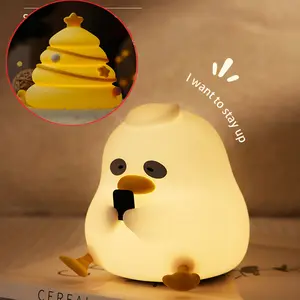 Kawaii Touch Silicone Night Light - Cute Yellow Design, 2 Levels of Brightness, Rechargeable for Kids, Nursery, Toddler & Baby Gifts