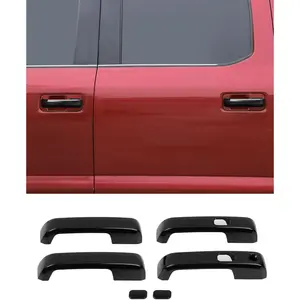 6pcs Gloss Black Exterior Door Handle Covers Decor Trim with Smart Key Cutout Compatible with Ford F150 4DR 2015-2020 Accessories Car Outside Door Handle Protection Shell