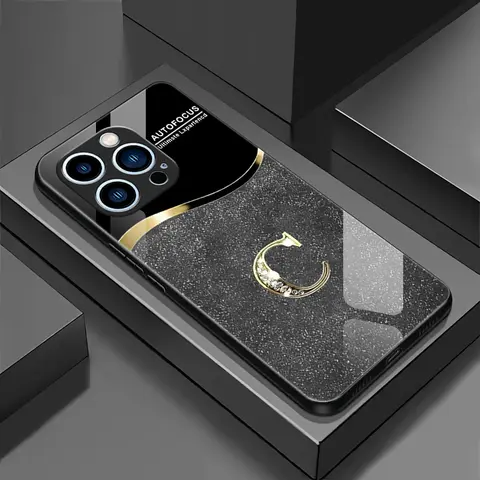 Suitable for [iPhone 14 Pro Max] New high-end flashing letter glass mobile phone case New business simple metal paint electroplated glass mobile phone case Affordable anti-fall and anti-fingerprint-888
