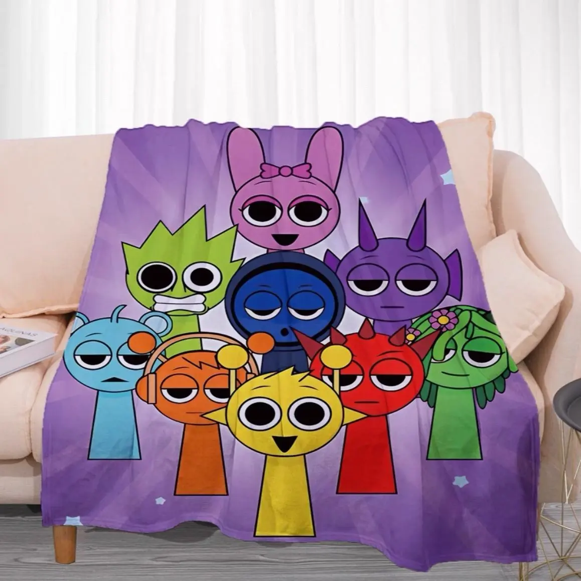 Sprunki Blanket Comfortable Flannel Blanket, Suitable For Sofa Beds And Living Rooms, Family Halloween Decorations, Halloween Blankets, Halloween Gifts
