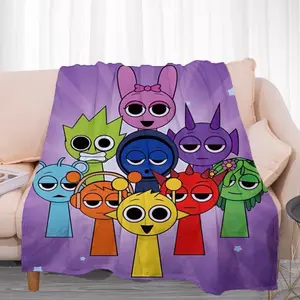 Sprunki Blanket Comfortable Flannel Blanket, Suitable For Sofa Beds And Living Rooms, Family Halloween Decorations, Halloween Blankets, Halloween Gifts