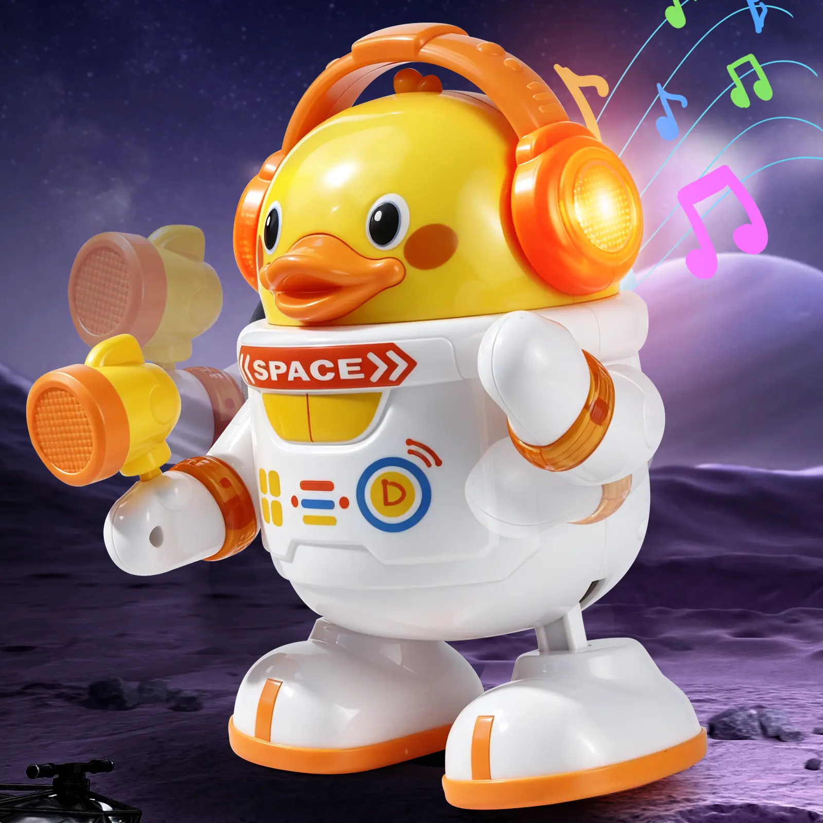 Dancing Space Duck Toy with Music & LED Lights, Musical Light Up Astronaut Duck Walking Toy, Swing Arm Dance Toy for Baby Toddlers Boys Girls Gift