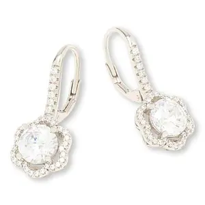 Radiance by Absolute™ 5.25ctw 7mm Round Halo Leverback Earrings