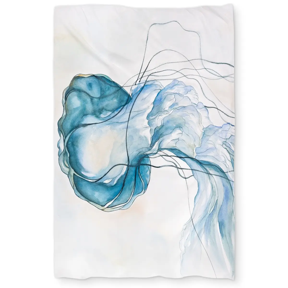 360 stand Twin Extra Long Decorative Duvet Cover - Jellyfish Themed Dynamic Design, Bedroom Bedding Set, Marine Aquatic Home Decor Textile Bedding Accessory, Blue Duvet Covers