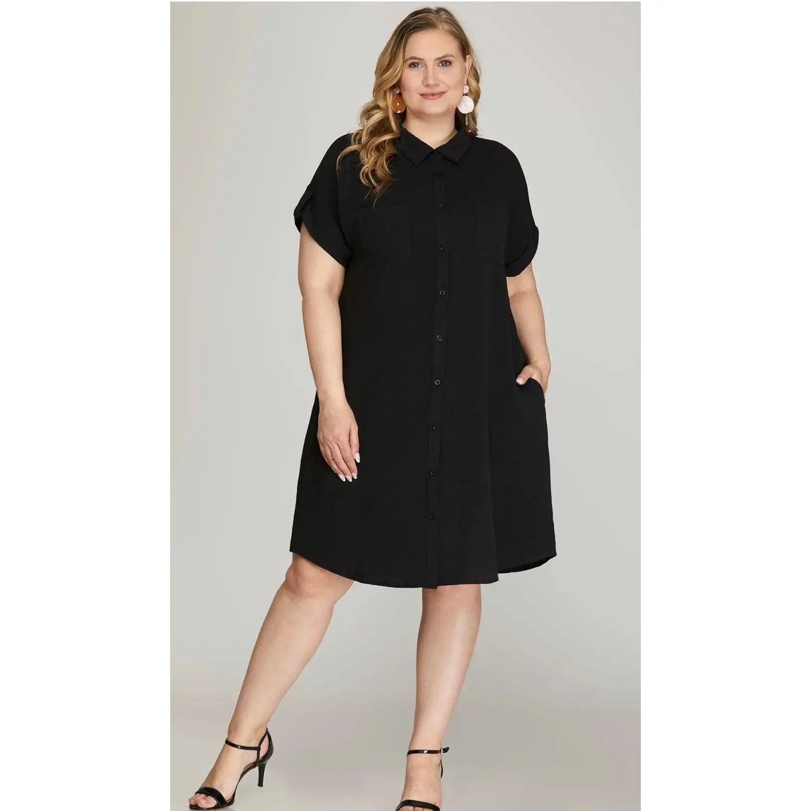 Black curvy shirt dress
